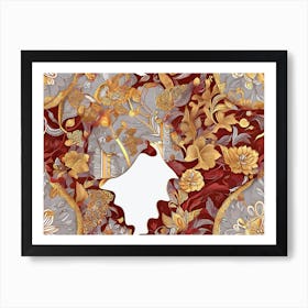 Gold Floral Pattern Art Print