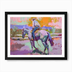 Neon Cowboy In Sonoran Desert Arizona 1 Painting Art Print