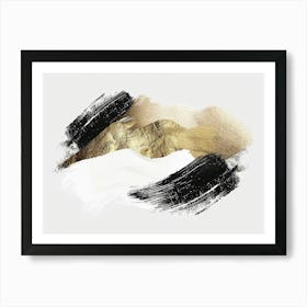 Gold And Black Brush Strokes 44 Art Print