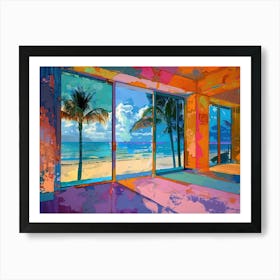 Miami Beach From The Window View Painting 2 Art Print