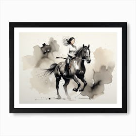 Woman Riding A Horse 1 Art Print