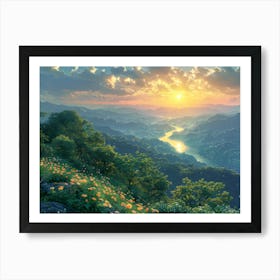 Sunset In The Mountains 1 Art Print