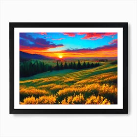 Sunset In The Meadow Art Print