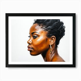 Side Profile Of Beautiful Woman Oil Painting 101 Art Print