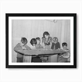 Six Children Of Carpenter From Hobbs, New Mexico, Reading The Funny Papers, This Family Of Eight Are Living In Two Art Print