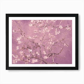 Vincent Van Gogh "Almond Blossom" 1890 in HD Textured Oil Painting | Dusty Pink Blossoms Pattern Art Print