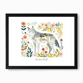 Little Floral Arctic Wolf 1 Poster Art Print