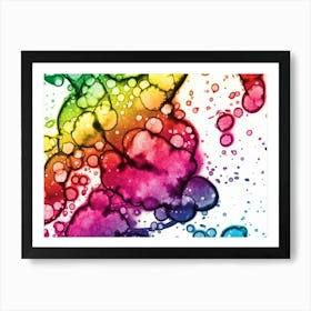 Abstraction Watercolor Rainbow Bubbles Art Print