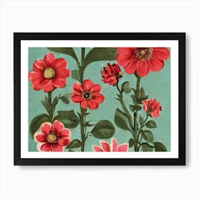 Red Dahlias Art Print