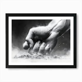 Fist Hand Reaching Into Sand Art Print