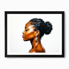 Side Profile Of Beautiful Woman Oil Painting 126 Art Print