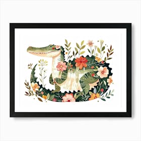 Little Floral Alligator 1 Art Print