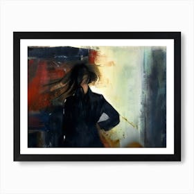 Portrait Of A Woman With Flowing Hair Art Print