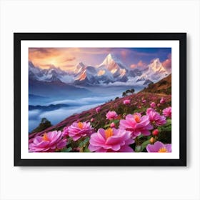 Lotus Flowers In The Mountains 1 Art Print