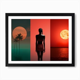 Sunset Stock Videos & Royalty-Free Footage. SilhouetteThree Pictures Art Print