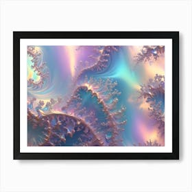 Abstract Image Of A Swirling, Iridescent Pattern In A Soft Palette Of Pink, Blue, And Gold Art Print