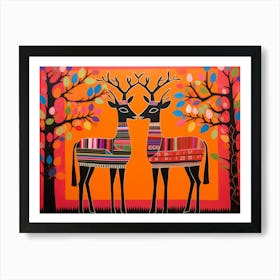 Okapi 1 Folk Style Animal Illustration Poster