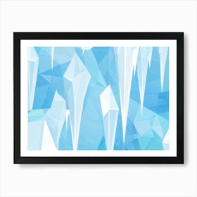 Abstract Polygonal Icicles Pattern Geometric Shapes Resembling Ice Cast In Various Shades Of White (5) Poster