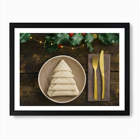 Christmas Tree Napkin Table Setting Art Print