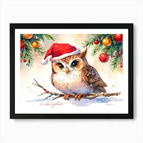 Christmas Owl 3 Art Print