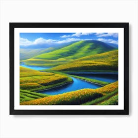 Valley Of Yellow Flowers Art Print