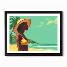 Illustration of an African American woman at the beach Art Print