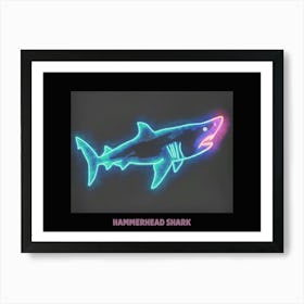 Green Pink Scalloped Hammerhead Neon Shark Poster 1 Art Print