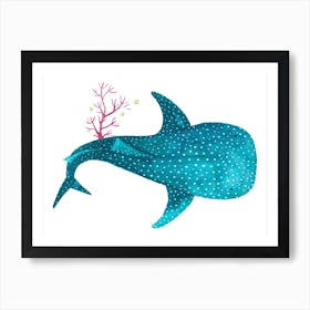 Whale Shark With Coral Art Print