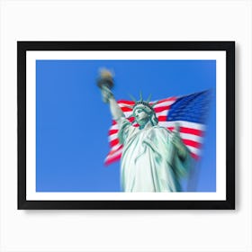 Statue Of Liberty With American Flag Art Print