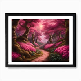 Pink Forest Path Art Print