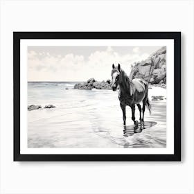 A Horse Oil Painting In Anse Lazio, Seychelles, Landscape 3 Art Print