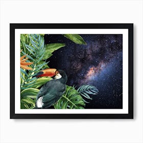 Tropical Synthwave Space Garden #14: Toucan Art Print