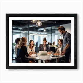 Energetic Team Of Adults Multi Cultural Melting Together In A Well Designed Modern Office Space B (1) Art Print