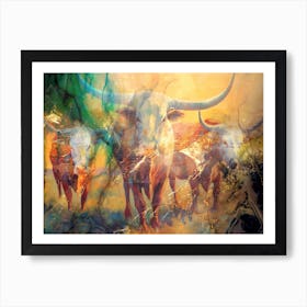 Bull Animal Art Illustration In A Painting Style 02 Art Print