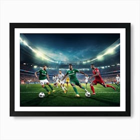 A Dynamic Ultra Realistic Digital Render Of Professional Soccer Championship Game Showcasing A Tea Art Print