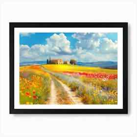 Flower Fields In Country Side Under Sunshine Art Print