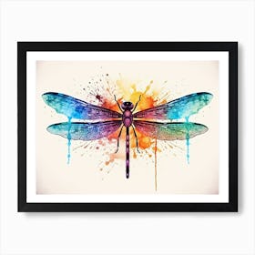 Dragonfly Watercolour Splash  Art Print