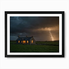 Lightning Over A Cottage 2 Art Print