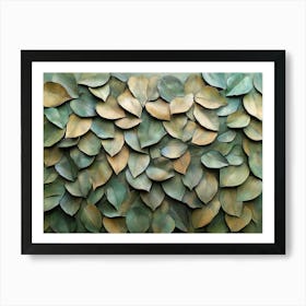 A Large, Intricate 3d Wall Of Overlapping Leaves Art Print