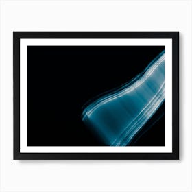 Glowing Abstract Curved Blue And White Lines Art Print