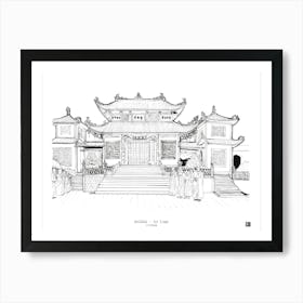 Pagoda Dilinh Vietnam Cultural Architecture Pen Ink Drawing Art Print