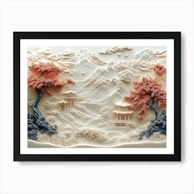 Beautiful 3d Chinese Landscape Art Print