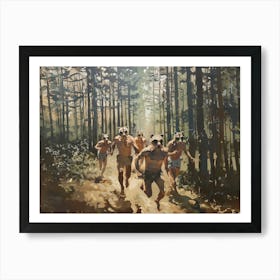 Men Running Redwoods 3 Fy H Art Print