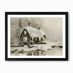 Cottage By The Water Art Print