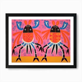 Crab Folk Style Animal Illustration Art Print