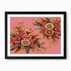 Flowers On A Pink Background Art Print