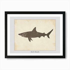 Bull Shark Grey Silhouette 7 Poster Art Print