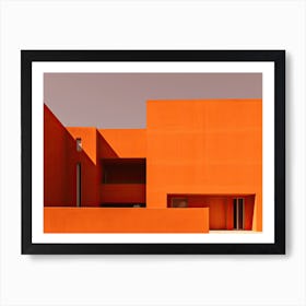 Bright Orange Wall House On The Beach Summer Photography Art Print