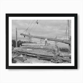 Long Bell Lumber Company, Cowlitz County, Washington, Fir Logs Loaded On Railroad Flatcar For Removal From Woods Art Print