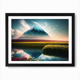 Mountain Reflected In Water Art Print